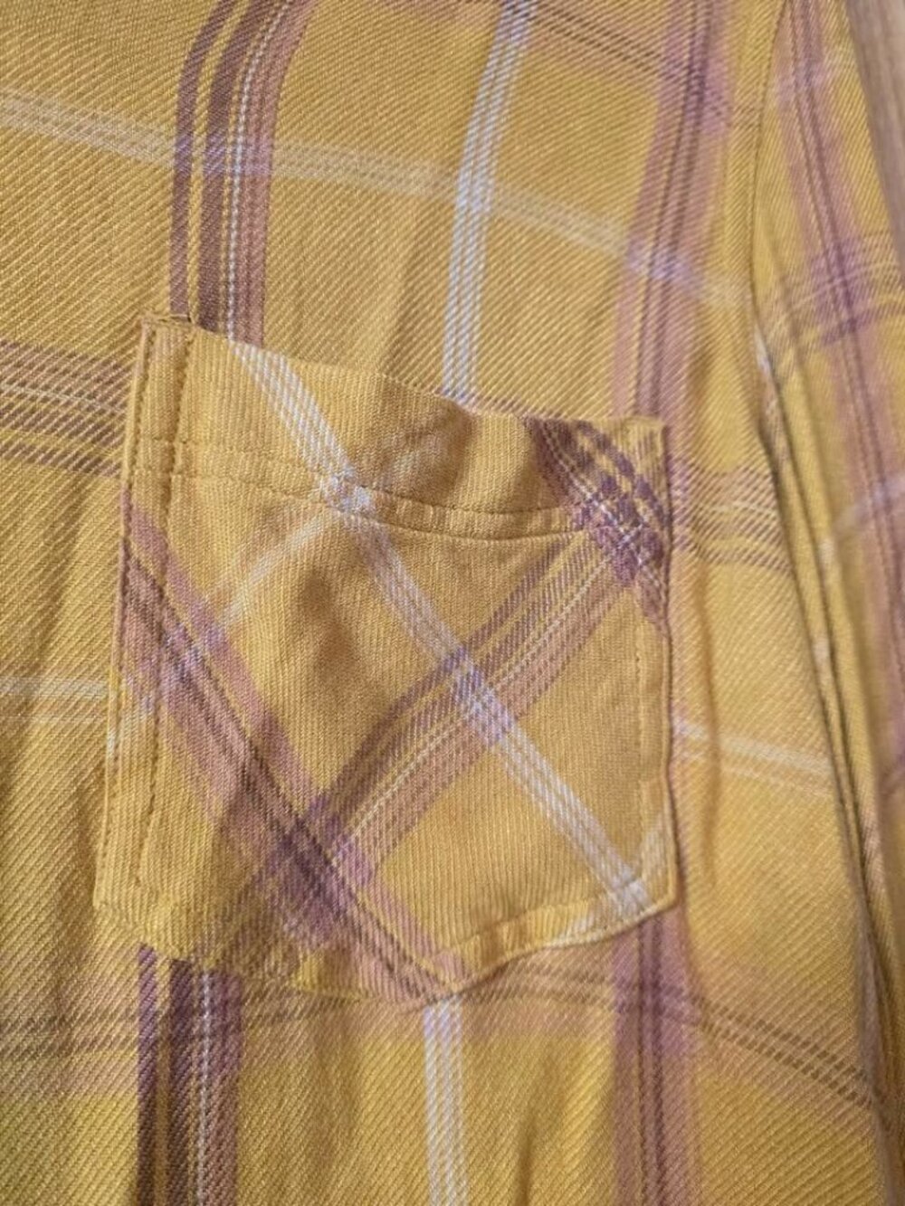Maurices Plaid Button Up Shirt Womens Size XL Yellow Pink Long Sleeve Western C - Picture 3 of 8